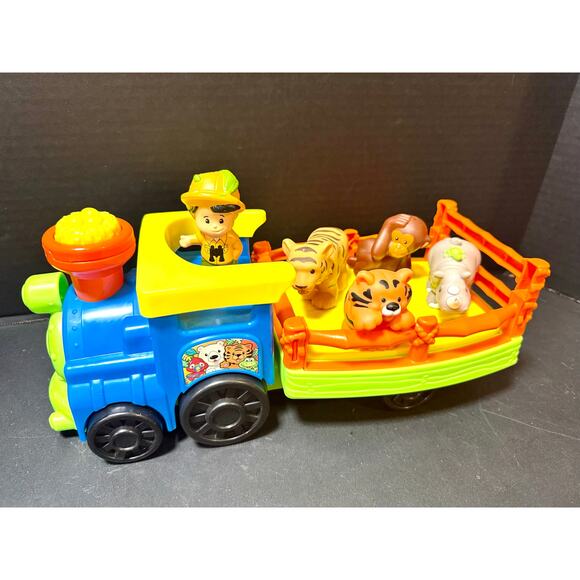 Fisher Price Little People Zoo Train Set #1 Sounds driver 4 animals works - Picture 1 of 3